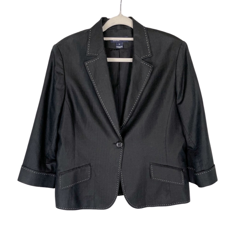 Jones New York Black Women's Blazer with Contrast Stitching